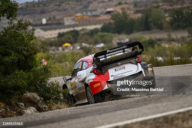 Elfyn Evans of Great Britain and Scott Martin of Great Britain are competing with their Toyota Gazoo Racing WRT Toyota GR Yaris Rally1 Hybrid during...