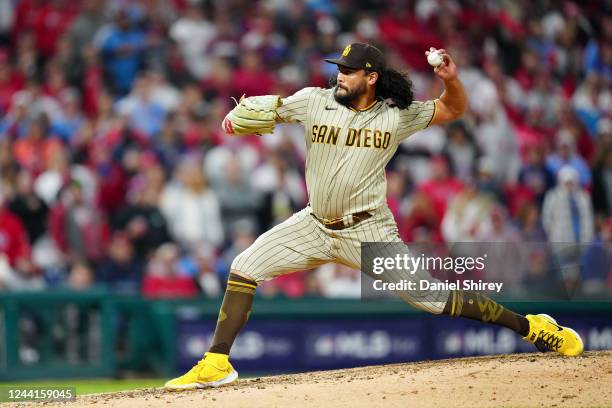 Sean Manaea of the San Diego Padres pitches in the fourth inning during Game 4 of the NLCS between the San Diego Padres and the Philadelphia Phillies...