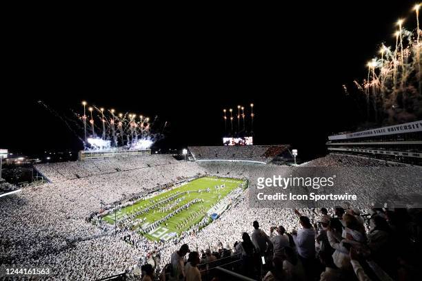 General view of the white out by Penn State Nittany Lions fans prior to the College Football game between the Minnesota Golden Gophers and the Penn...