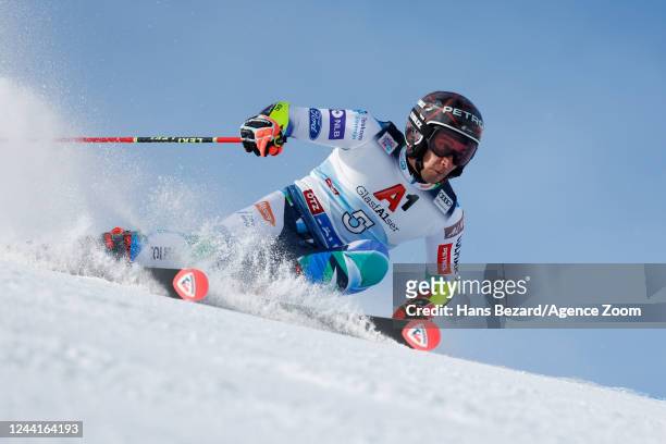 Zan Kranjec of Team Slovenia in action during the Audi FIS Alpine Ski World Cup Men's Giant Slalom on October 23, 2022 in Soelden, Austria.