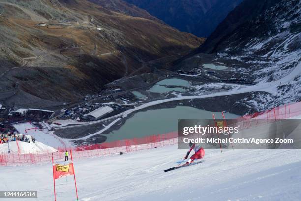 Manuel Feller of team Austria in action during the Audi FIS Alpine Ski World Cup Men's Giant Slalom on October 23, 2022 in Soelden, Austria.