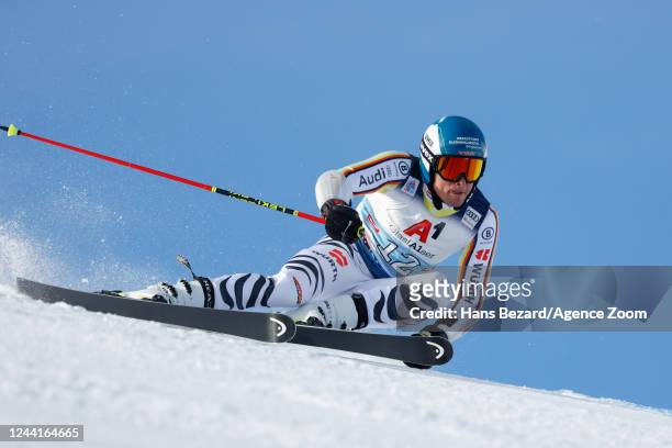 Alexander Schmid of Team Germany in action during the Audi FIS Alpine Ski World Cup Men's Giant Slalom on October 23, 2022 in Soelden, Austria.