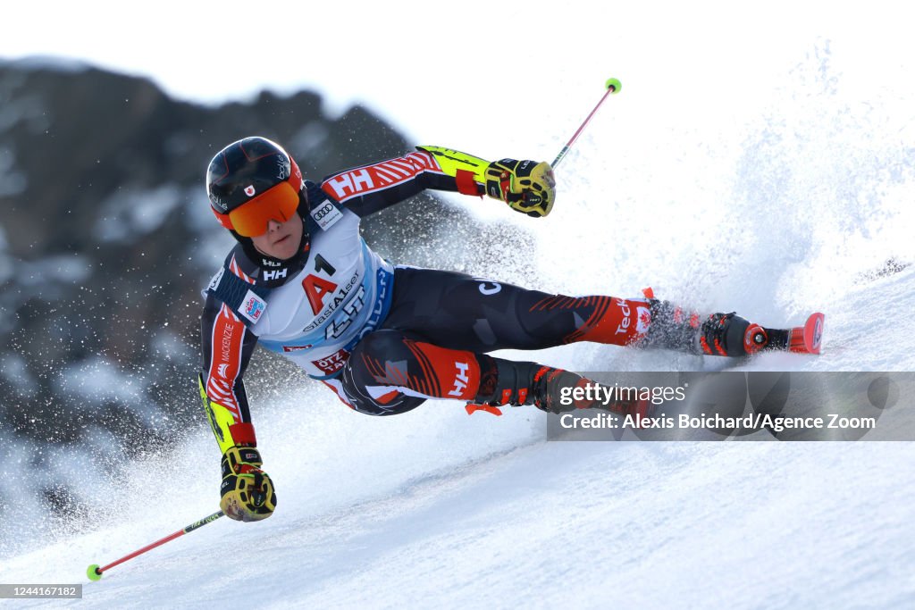 Riley Seger of Team Canada in action during the Audi FIS Alpine Ski