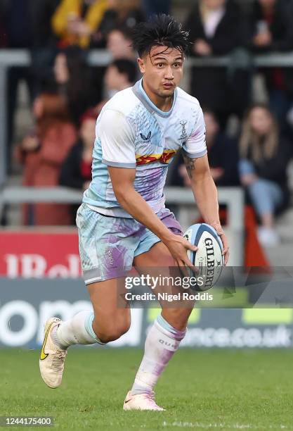 Marcus Smith of Harlequins during the Gallagher Premiership Rugby match between Sale Sharks and Harlequins at Salford City Stadium on October 23,...