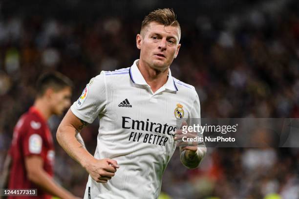 Toni Kroos of Real Madrid Cf in action during a match between Real Madrid v Sevilla FC as part of LaLiga in Madrid, Spain, on October 22, 2022.