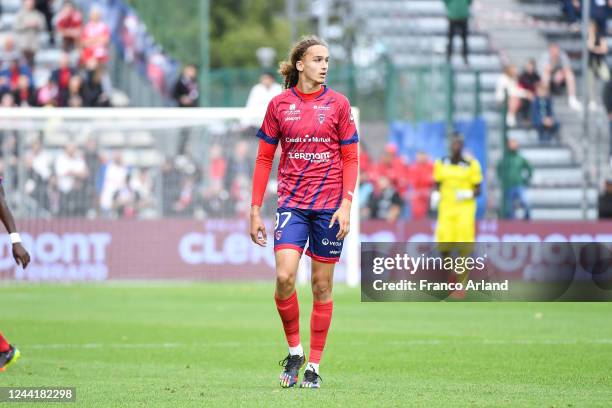 Yanis MASSOLIN of Clermont during the Ligue 1 Uber Eats match between Clermont and Brest at Stade Gabriel Montpied on October 23, 2022 in...