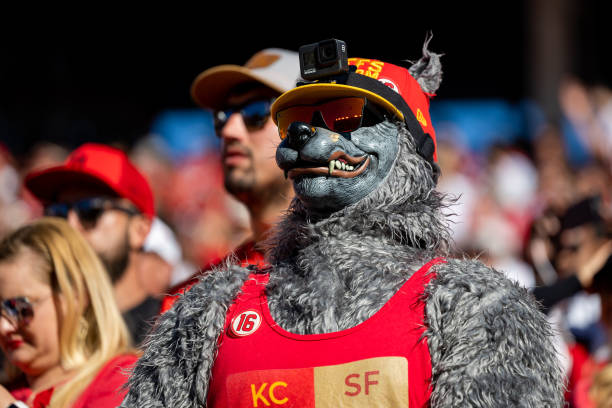 Rabid San Francisco 49ers fan shows his support during the NFL professional football game between the Kansas City Chiefs and San Francisco 49ers on...