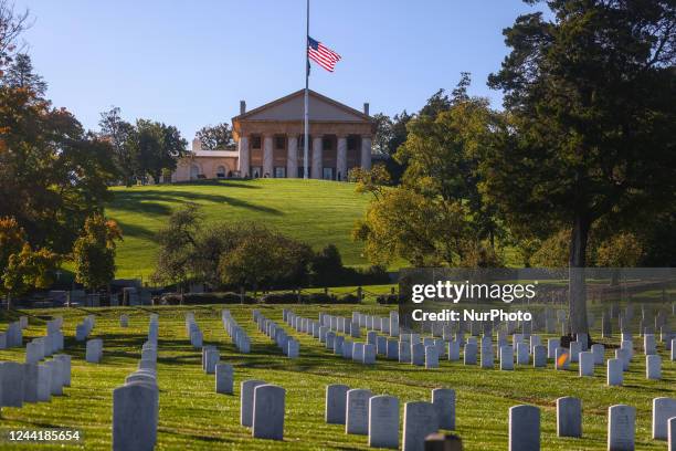 Headstones are seen at Arlington National Cemetery on October 20, 2022 in Arlington, Virginia, United States.