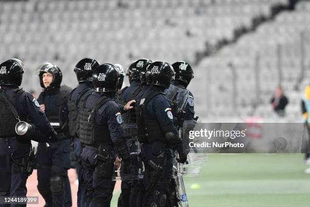 Police in action during Romania Superliga 1: FC Universitatea Cluj - CFR Cluj, disputed on Cluj Arena, Cluj-Napoca, 23 October 2022