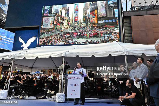 Daniel Rodriguez performs at the Broadway Unites: 9/11 Day of Service and Remembrance ceremony at Times Square on September 9, 2011 in New York City.