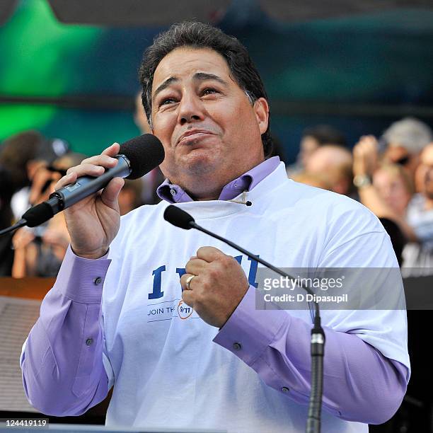 Daniel Rodriguez performs at the Broadway Unites: 9/11 Day of Service and Remembrance ceremony at Times Square on September 9, 2011 in New York City.