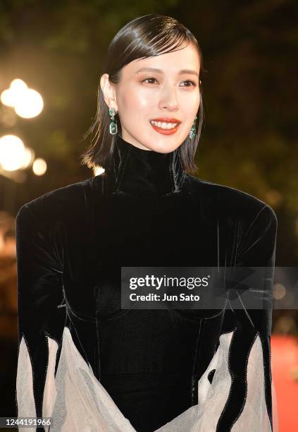 Actress Erika Toda arrives at the 2022 Tokyo International Film Festival at the Hibiya Step Square on October 24, 2022 in Tokyo, Japan.