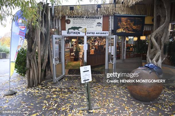 The Skansen-Akvariet zoo is pictured in Stockholm on October 24, 2020. - A Swedish zoo has been partially shut down after a king cobra staged an...