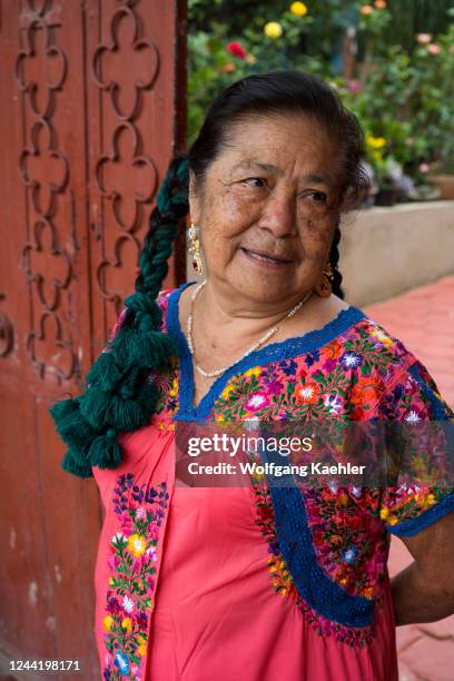 Portrait of the Zapotec woman Dona Teresa at Casa Cuubi in San Antonino Castillo Velasco near Oaxaca, Mexico.
