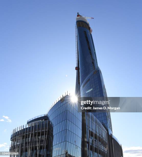 The Crown Sydney tower continues to be built at Barangaroo on June 03, 2020 in Sydney, Australia. Sydney's latest entertainment complex housing a six...