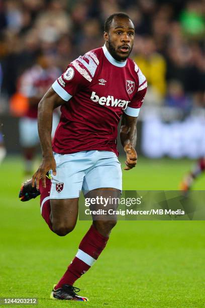 Michail Antonio of West Ham United in action during the Premier League match between West Ham United and AFC Bournemouth at London Stadium on October...