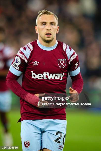 Jarrod Bowen of West Ham United looks on during the Premier League match between West Ham United and AFC Bournemouth at London Stadium on October 24,...