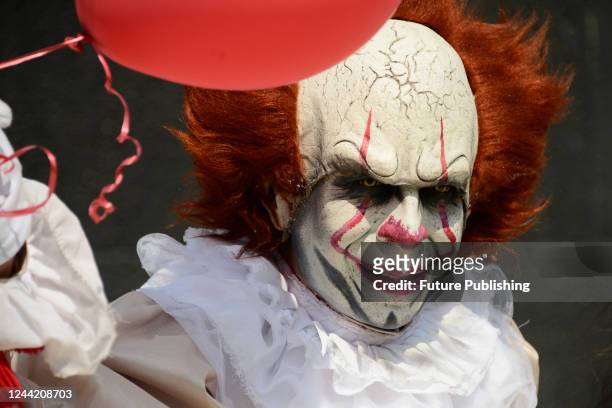 Costumed participant in the 15th annual Zombie Walk at Revolution Monumento. On October 22, 2022 in Mexico City, Mexico.