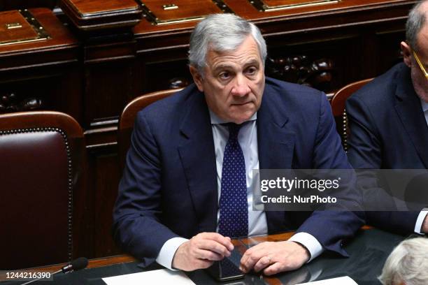 Antonio Tajani Ministro degli Affari Esteri e della cooperazione Internazionale e vicepremier during the session in the Chamber of Deputies for the...