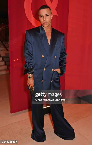 Olivier Rousteing attends the opening of new exhibition "Baghdad: Eye's Delight" during Qatar Creates 2022 at The Museum Of Islamic Art on October...