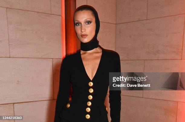 Bella Hadid attends the opening of new exhibition "Baghdad: Eye's Delight" during Qatar Creates 2022 at The Museum Of Islamic Art on October 25, 2022...