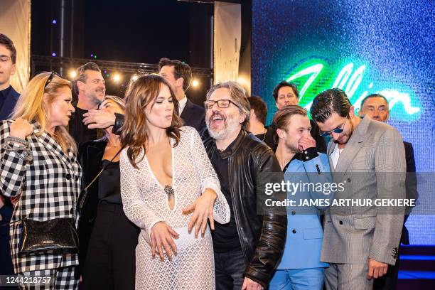 Actress Charlotte Timmers and former Zillion owner Frank Verstraeten pictured during the premiere of 'Zillion', a film on the legendary nightclub of...
