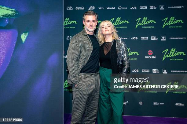 Actor Geert Van Rampelberg with girlfriend pictured during the premiere of 'Zillion', a film on the legendary nightclub of the same name, at the...