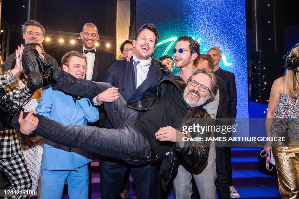 Former Zillion owner Frank Verstraeten with cast and family pictured during the premiere of 'Zillion', a film on the legendary nightclub of the same...