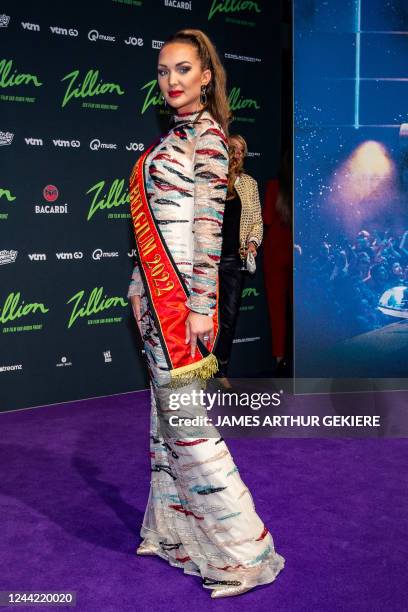 Miss Belgium Chayenne van Aerle pictured during the premiere of 'Zillion', a film on the legendary nightclub of the same name, at the Kinepolis...