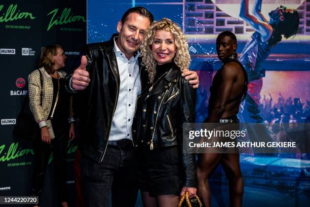 Harry Schurmans and Olga Zelenko pictured during the premiere of 'Zillion', a film on the legendary nightclub of the same name, at the Kinepolis...