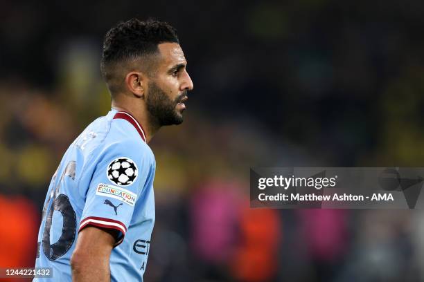 Riyad Mahrez of Manchester City during the UEFA Champions League group G match between Borussia Dortmund and Manchester City at Signal Iduna Park on...