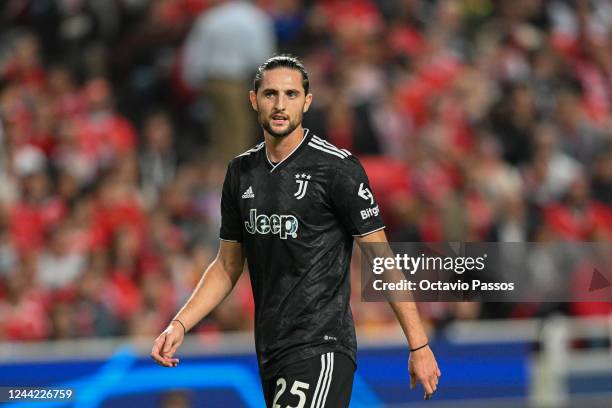 Adrien Rabiot of Juventus in action during the UEFA Champions League group H match between SL Benfica and Juventus at Estadio do Sport Lisboa e...