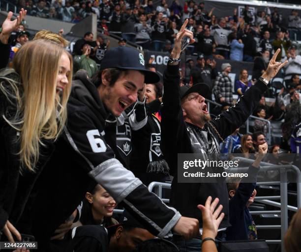 Musician Shavo celebrates during the second period between the Tampa Bay Lightning and the Los Angeles Kings at Crypto.com Arena on October 25, 2022...