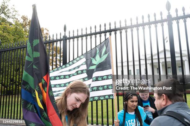 Protesters gathered in front of the White House to demand the release of all people incarcerated for cannabis related offenses on October 8, 2022 in...