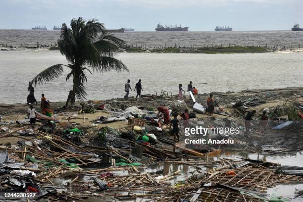 View from the fishing village of Chittagong Potenga coastal area of Bangladesh where the cyclone hits and caused to death of at least 22 people on...