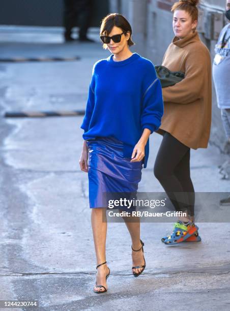 Charlize Theron is seen at "Jimmy Kimmel Live" on October 25, 2022 in Los Angeles, California.