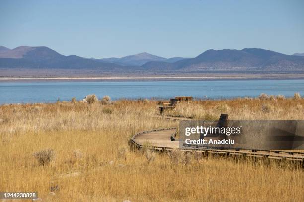 Mono Lake is seen in Mono County, California, United States on October 24, 2022. Mono Lake is a saline soda lake, formed at least 760,000 years ago...