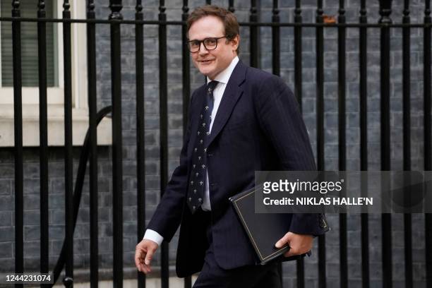 Britain's Minister of State for Security Tom Tugendhat arrives to the attend the first cabinet meeting under the new Prime Minister, Rishi Sunak in...