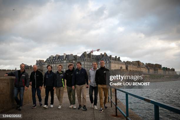 French Ultim multihull skippers Yves le Blevec, Francis Joyon, Romain Pilliard, Francois Gabart, Charlie Dalin, Charles Caudrelier, Thomas Coville,...