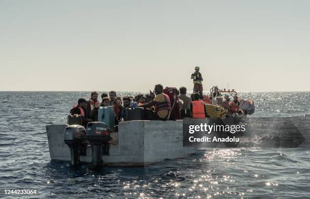 Irregular migrants, including 4 children, from Pakistan, Egypt, Sudan, South Sudan rescued in the Mediterranean Sea, at the international waters of...