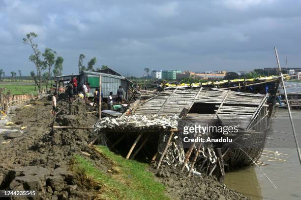 View from the fishing village of Chittagong Potenga coastal area of Bangladesh hit by Cyclone Sitrang on October 26, 2022. The death toll from...