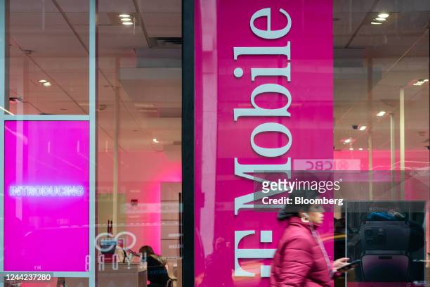 Mobile store in the Times Square neighborhood of New York, US, on Monday, Oct. 24, 2022. T-Mobile US Inc. Is scheduled to release earnings figures on...