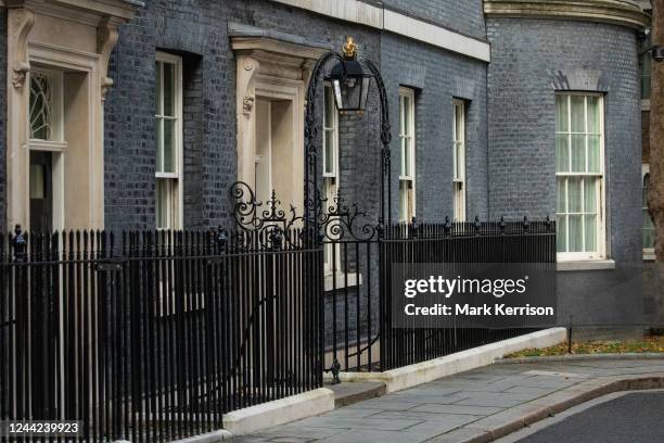 The entrance to 10 Downing Street is pictured from the far end of the street on the day on which Rishi Sunak was appointed as Prime Minister of the...