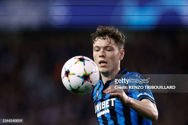 Club Brugge's Danish midfielder Andreas Skov Olsen during the UEFA Champions League Group B second leg football match between Club Brugge KV and FC...