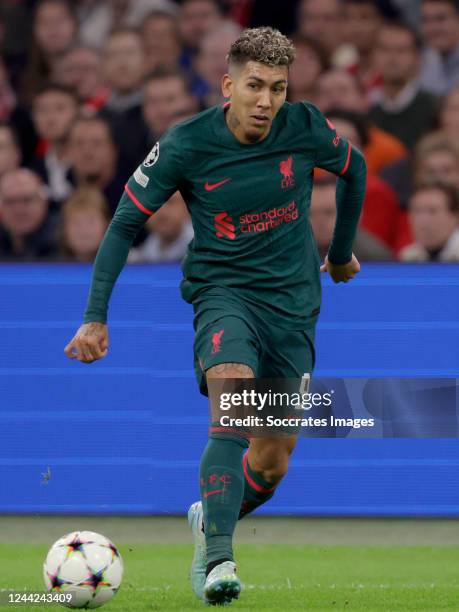 Roberto Firmino of Liverpool during the UEFA Champions League match between Ajax v Liverpool at the Johan Cruijff Arena on October 26, 2022 in...