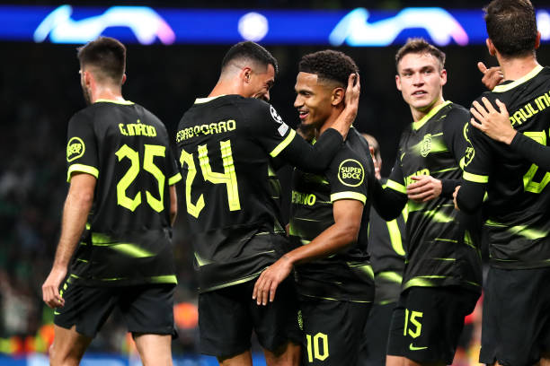 Marcus Edwards of Sporting CP celebrates after scoring a goal to make it 0-1 during the UEFA Champions League group D match between Tottenham Hotspur...