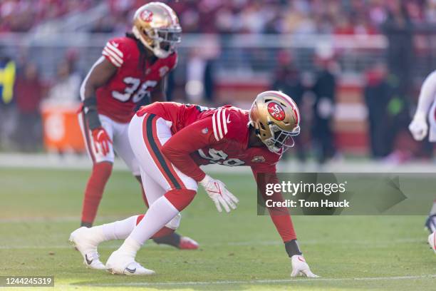 San Francisco 49ers defensive end Arden Key sacks Atlanta Falcons quarterback Matt Ryan during an NFL game in Santa Clara, Calif., Sunday, Dec. 19,...