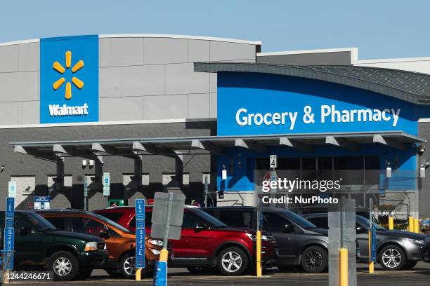 Walmart logo is seen on the shop in Streator, United States on October 15, 2022.