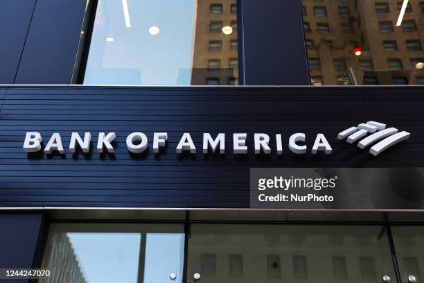 Bank of America logo is seen on the building in Chicago, United States on October 19, 2022.