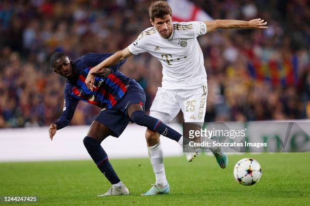 Thomas Muller of Bayern Munchen, Ousmane Dembele of FC Barcelona during the UEFA Champions League match between FC Barcelona v Bayern Munchen at the...